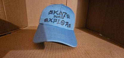 Skate and Explore - blue baseball cap