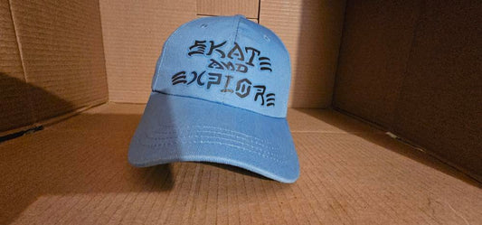 Skate and Explore - blue baseball cap